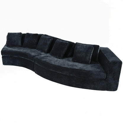 Canapés rembourrés Canapé incurvé en chenille jacquard, aucun assemblage requis