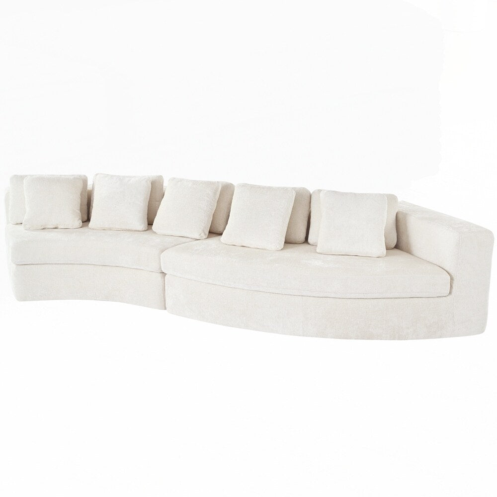 Canapés rembourrés Canapé incurvé en chenille jacquard, aucun assemblage requis