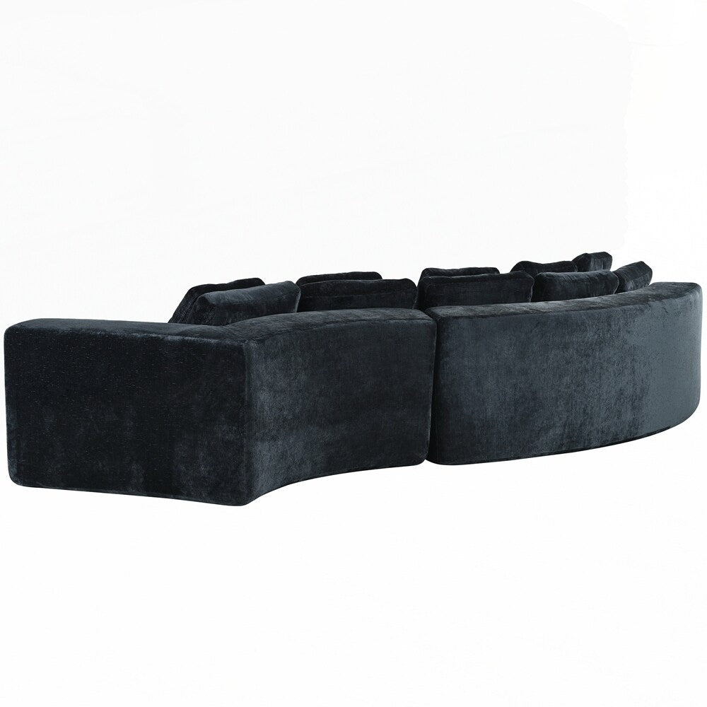 Canapés rembourrés Canapé incurvé en chenille jacquard, aucun assemblage requis