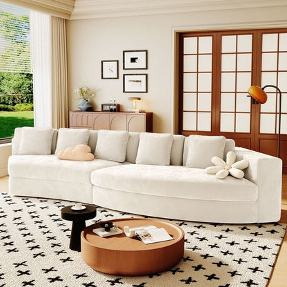 Canapés rembourrés Canapé incurvé en chenille jacquard, aucun assemblage requis