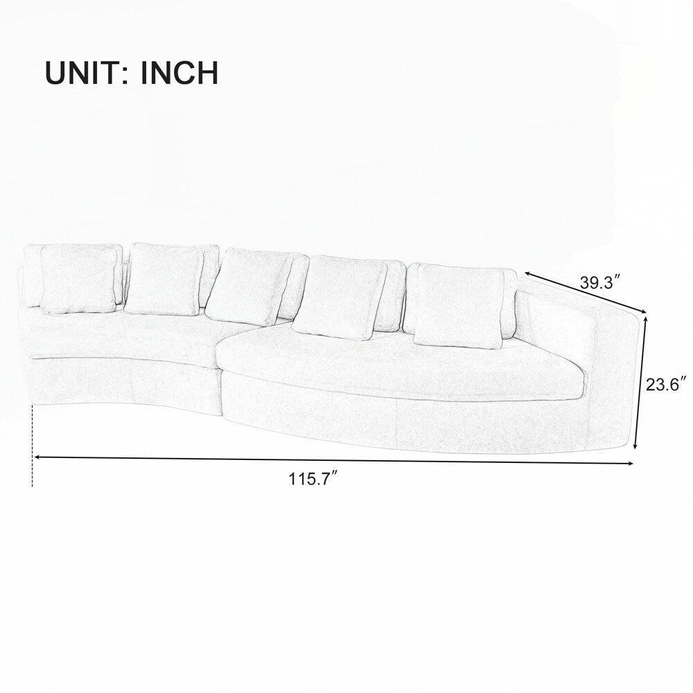 Canapés rembourrés Canapé incurvé en chenille jacquard, aucun assemblage requis