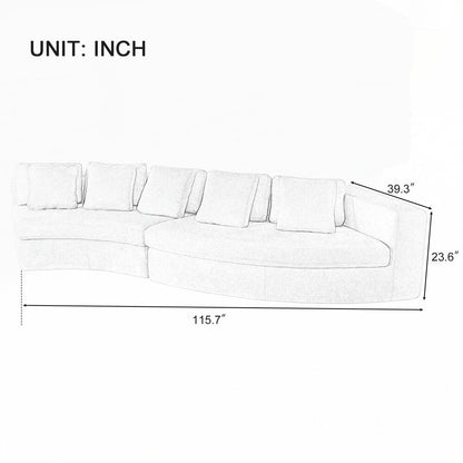 Canapés rembourrés Canapé incurvé en chenille jacquard, aucun assemblage requis