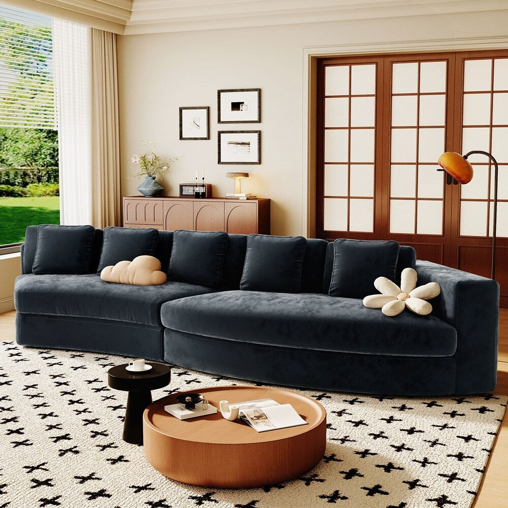 Canapés rembourrés Canapé incurvé en chenille jacquard, aucun assemblage requis