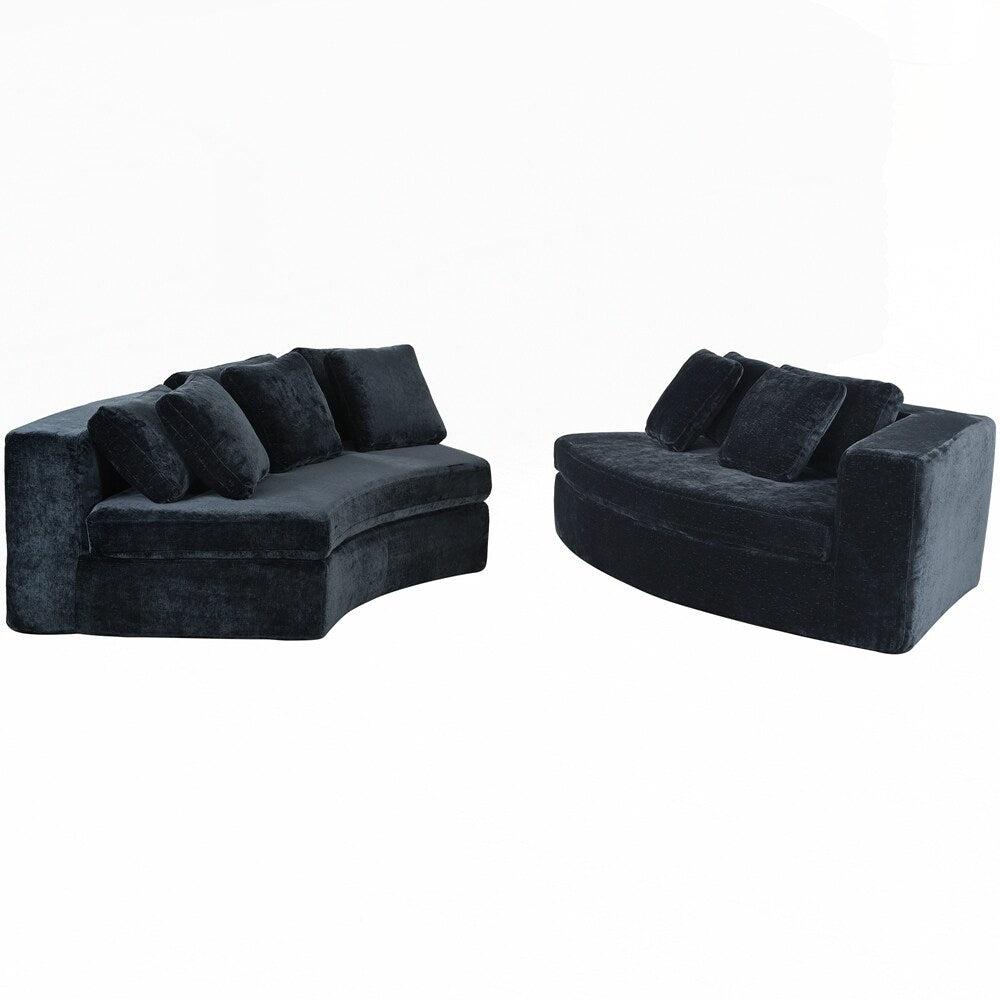 Canapés rembourrés Canapé incurvé en chenille jacquard, aucun assemblage requis