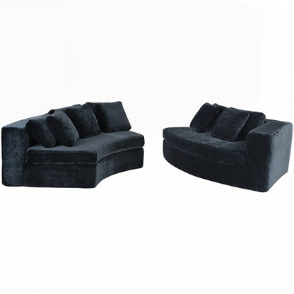 Canapés rembourrés Canapé incurvé en chenille jacquard, aucun assemblage requis