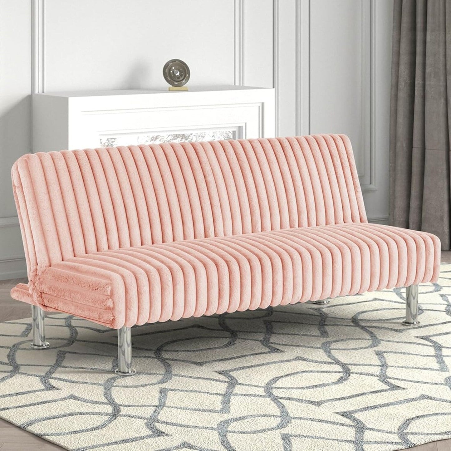 Canapé-lit futon rembourré avec pieds en métal