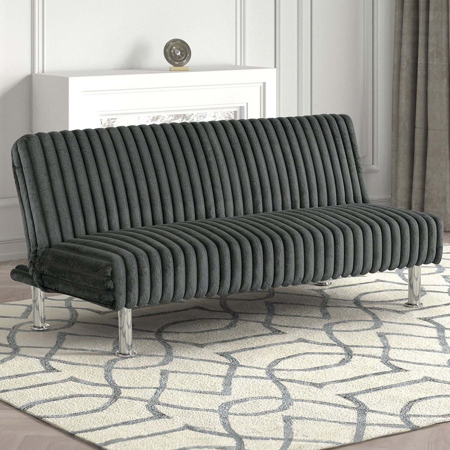 Canapé-lit futon rembourré avec pieds en métal