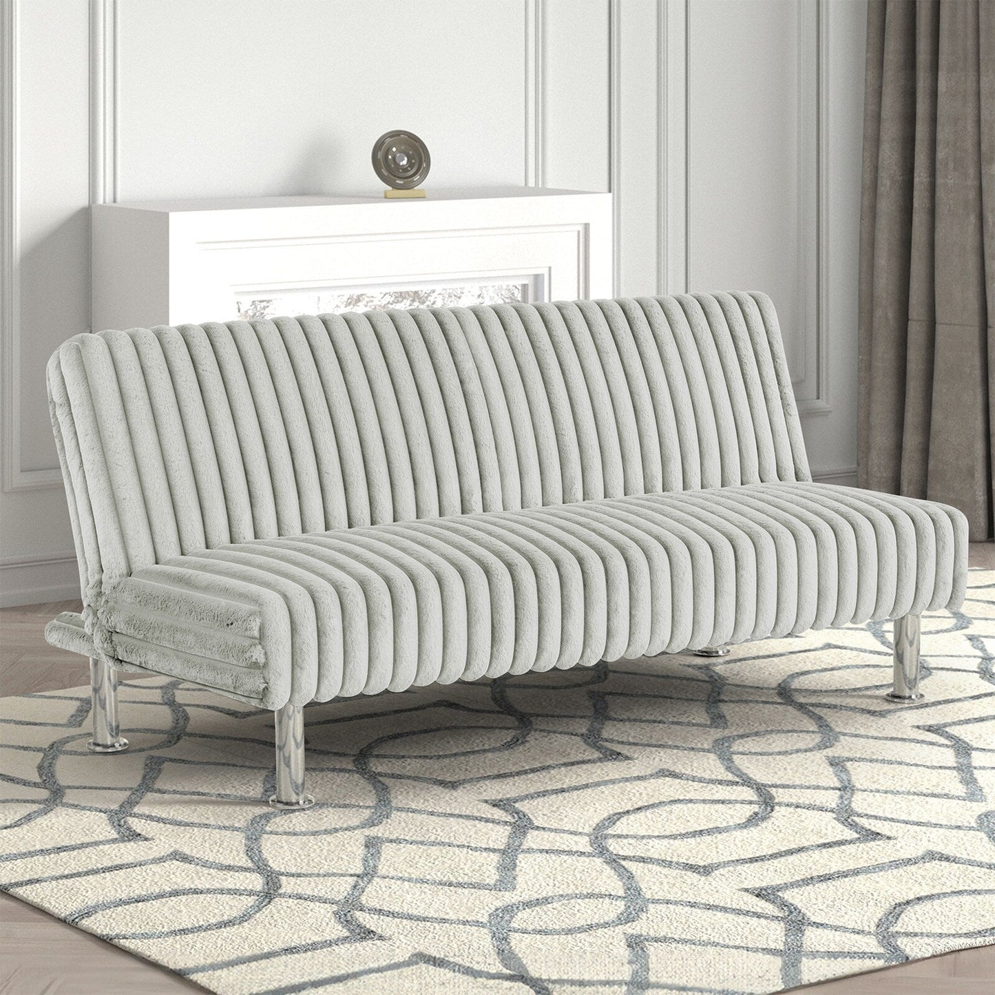 Canapé-lit futon rembourré avec pieds en métal