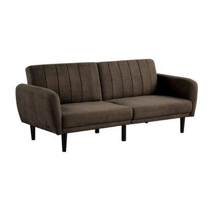 Canapé futon rembourré avec dossier cannelé