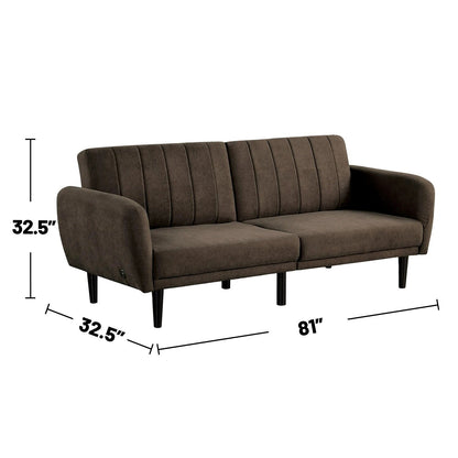 Canapé futon rembourré avec dossier cannelé