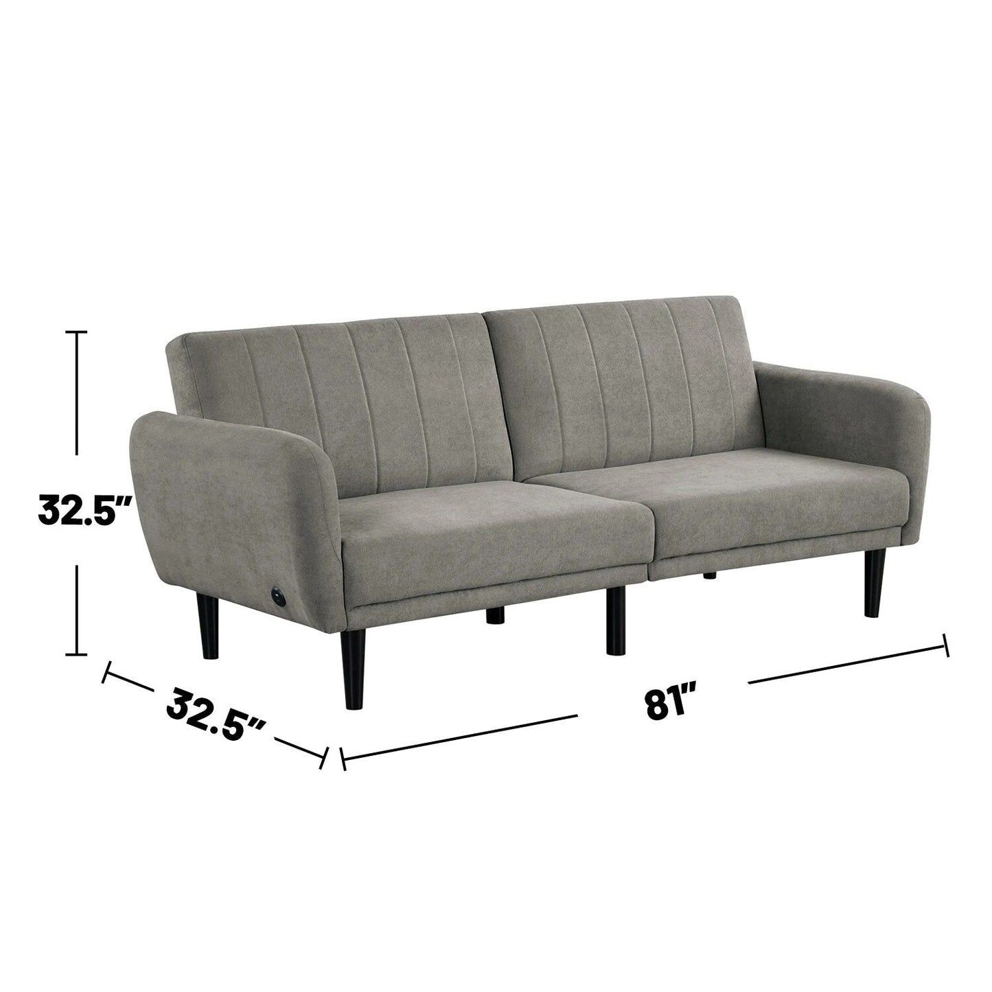 Canapé futon rembourré avec dossier cannelé