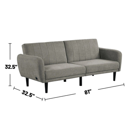 Canapé futon rembourré avec dossier cannelé