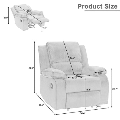 Fauteuil inclinable manuel rembourré en cuir végétalien