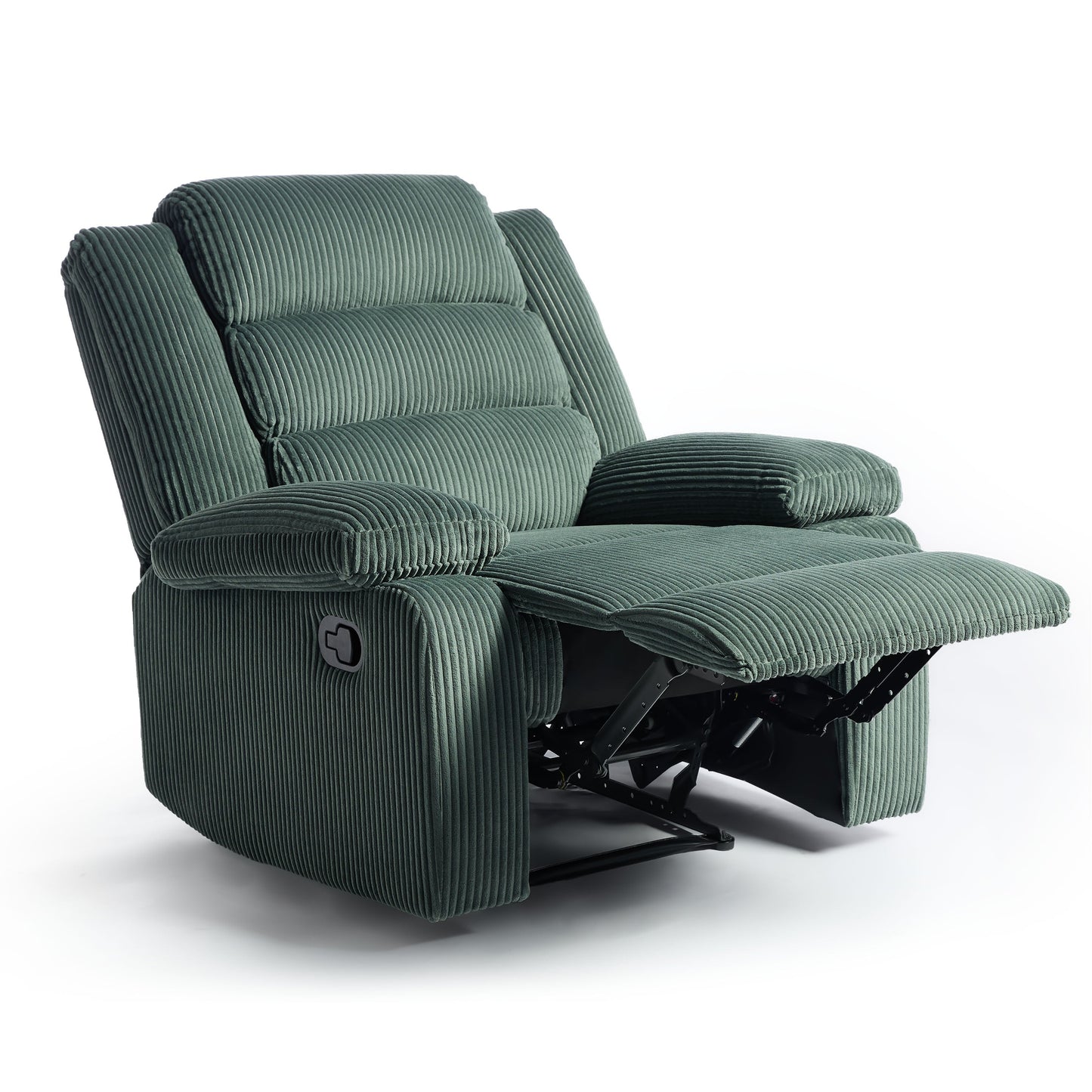 Fauteuil inclinable manuel rembourré en velours côtelé de coton avec accoudoirs larges