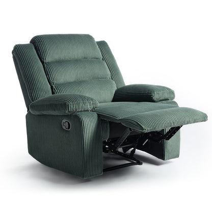Fauteuil inclinable manuel rembourré en velours côtelé de coton avec accoudoirs larges