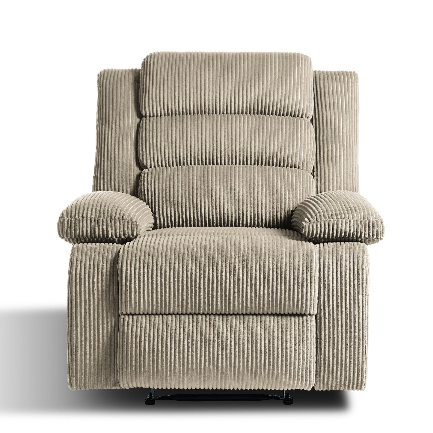 Fauteuil inclinable manuel rembourré en velours côtelé de coton avec accoudoirs larges