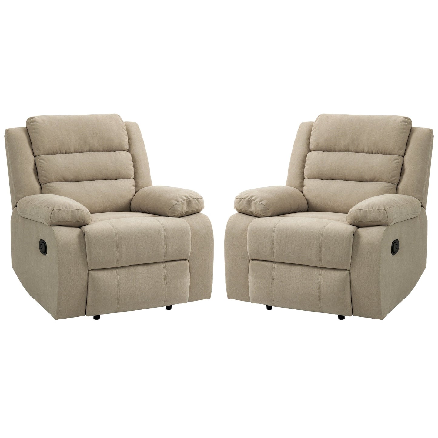 Fauteuil inclinable manuel rembourré en velours côtelé de coton avec accoudoirs larges