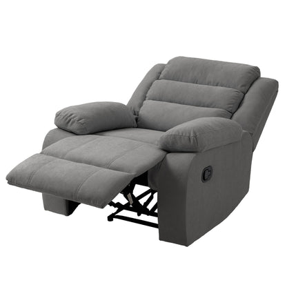 Fauteuil inclinable manuel rembourré en velours côtelé de coton avec accoudoirs larges