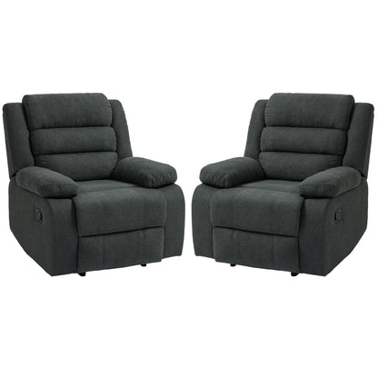 Fauteuil inclinable manuel rembourré en velours côtelé de coton avec accoudoirs larges