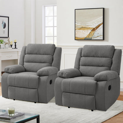 Fauteuil inclinable manuel rembourré en velours côtelé de coton avec accoudoirs larges