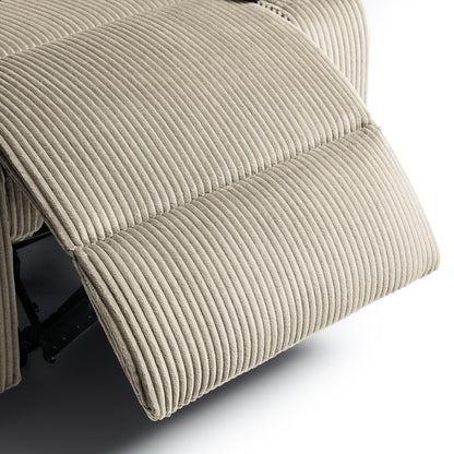 Fauteuil inclinable manuel rembourré en velours côtelé de coton avec accoudoirs larges