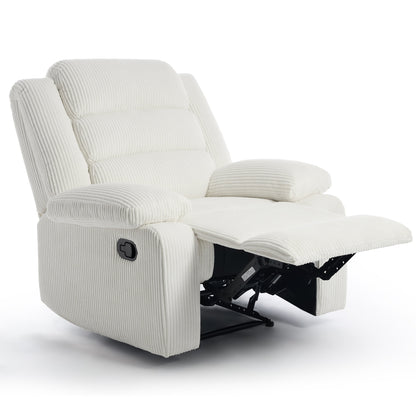 Fauteuil inclinable manuel rembourré en velours côtelé de coton avec accoudoirs larges