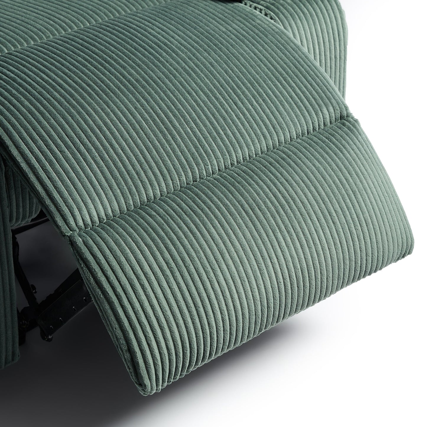 Fauteuil inclinable manuel rembourré en velours côtelé de coton avec accoudoirs larges