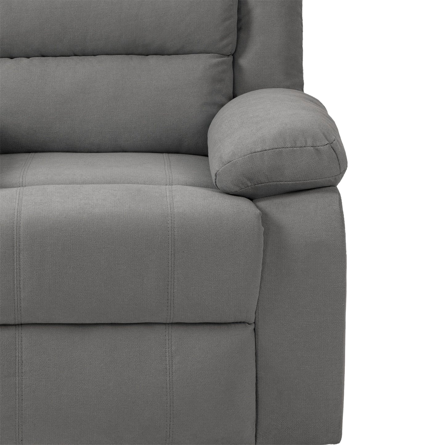 Fauteuil inclinable manuel rembourré en velours côtelé de coton avec accoudoirs larges