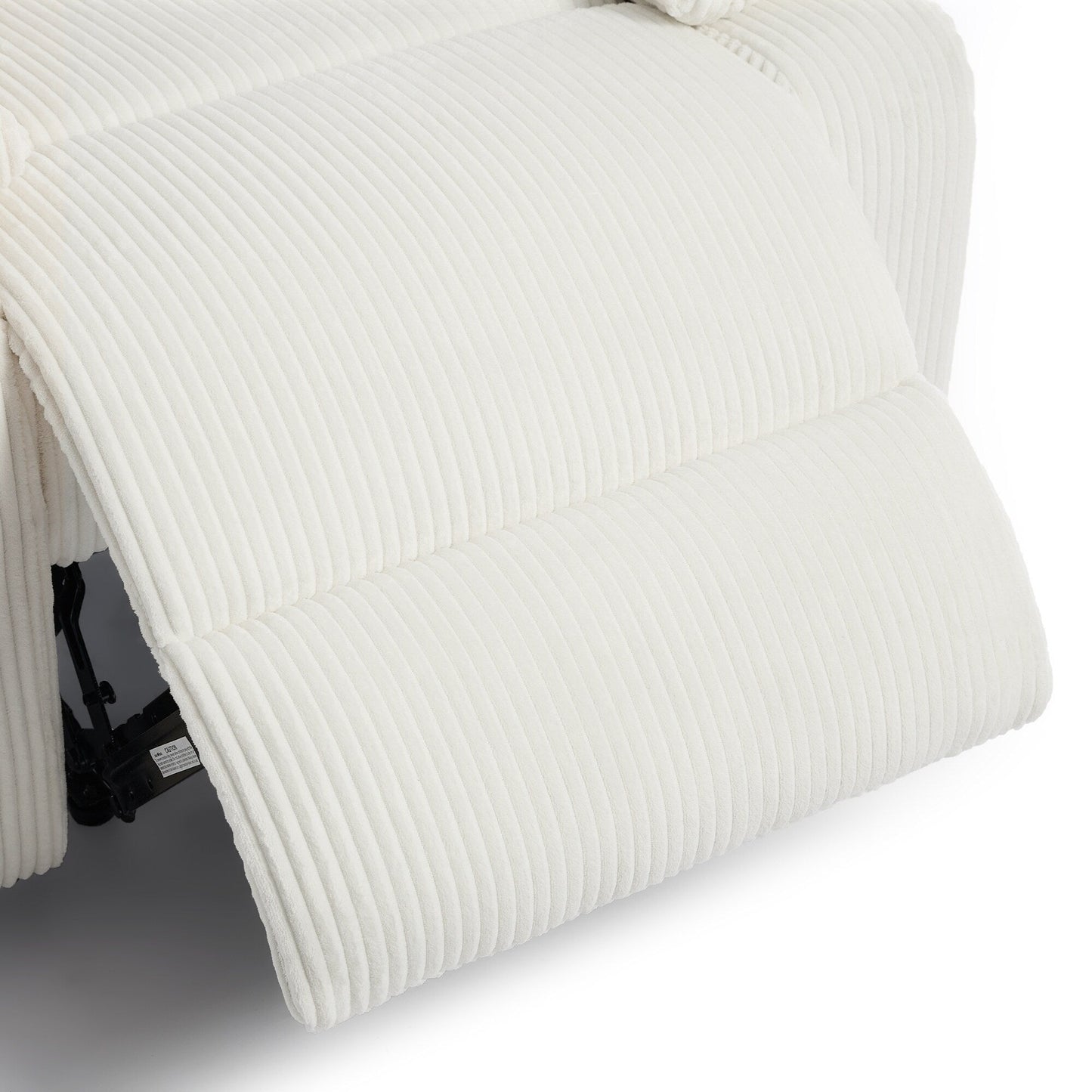 Fauteuil inclinable manuel rembourré en velours côtelé de coton avec accoudoirs larges