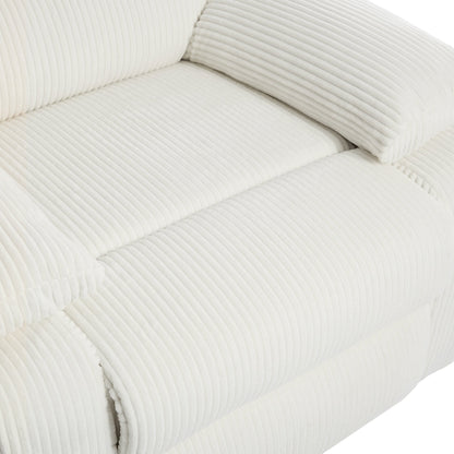 Fauteuil inclinable manuel rembourré en velours côtelé de coton avec accoudoirs larges