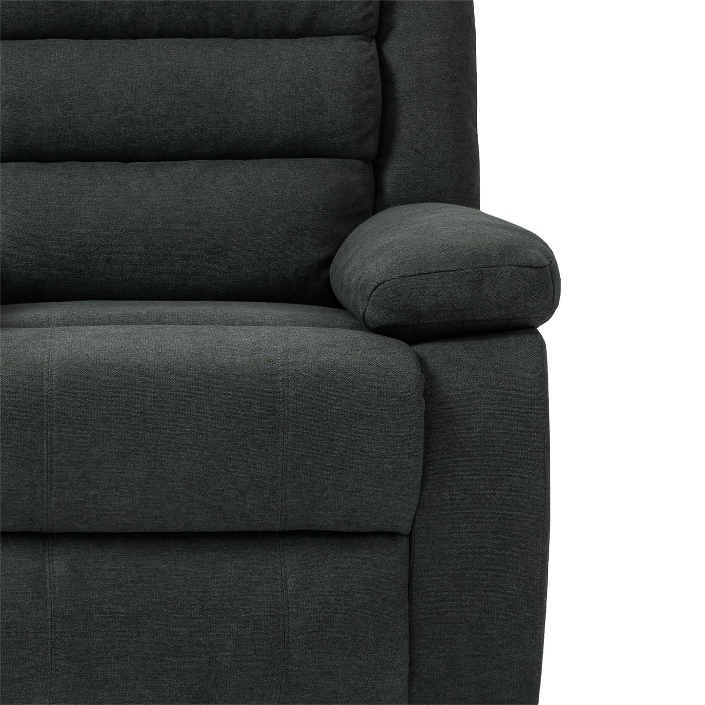 Fauteuil inclinable manuel rembourré en velours côtelé de coton avec accoudoirs larges