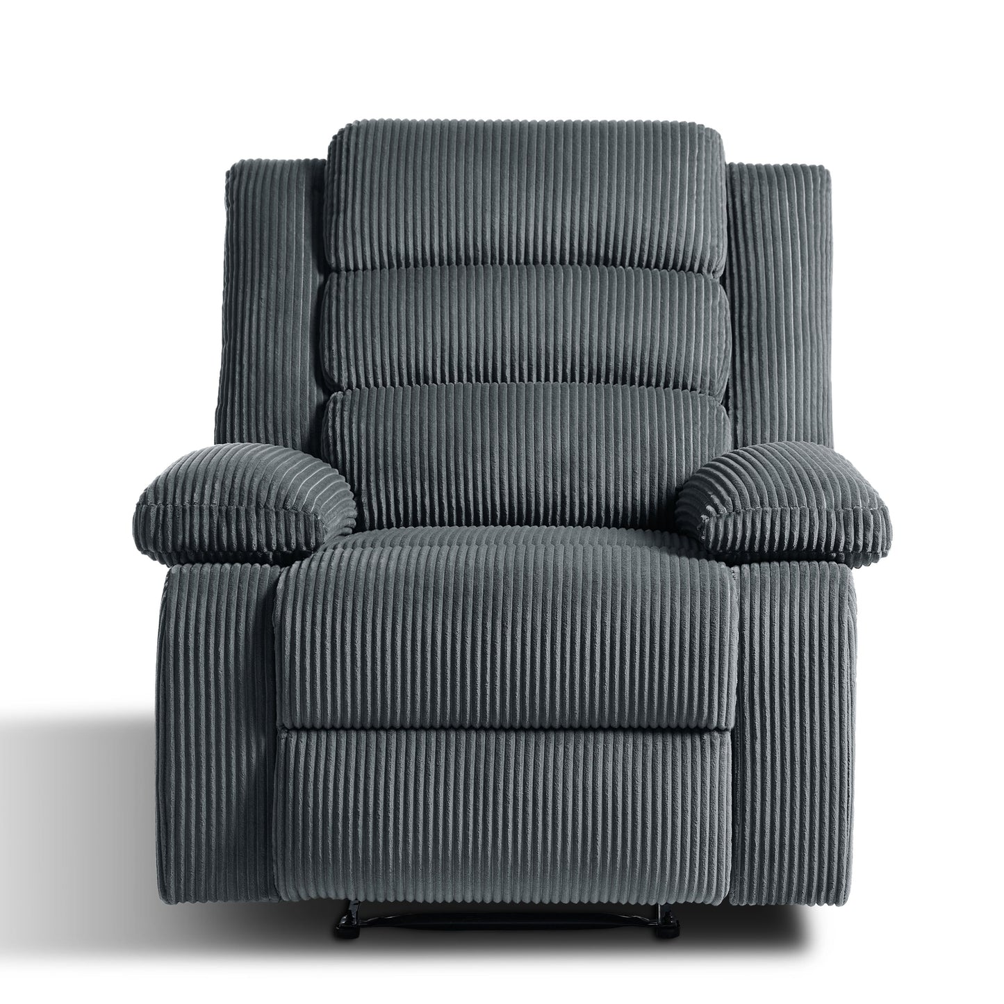 Fauteuil inclinable manuel rembourré en velours côtelé de coton avec accoudoirs larges