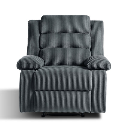 Fauteuil inclinable manuel rembourré en velours côtelé de coton avec accoudoirs larges