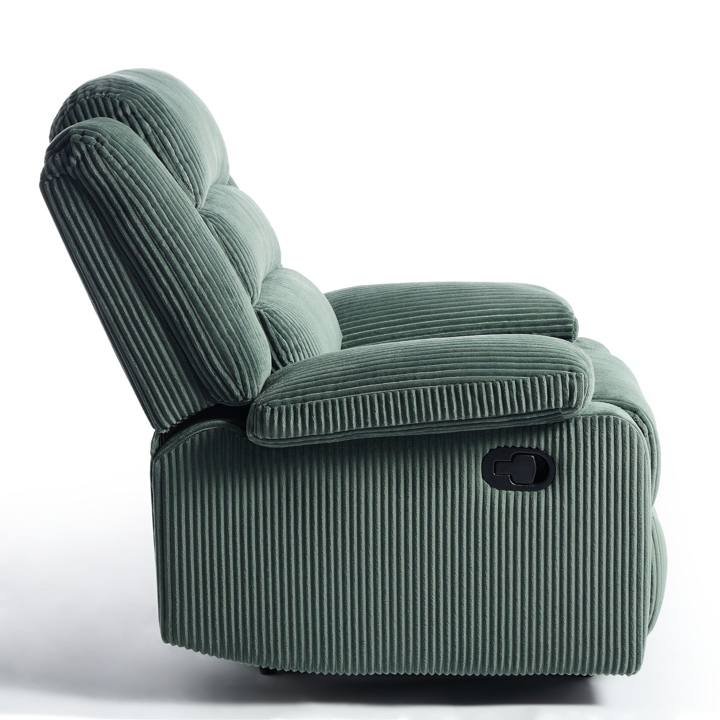 Fauteuil inclinable manuel rembourré en velours côtelé de coton avec accoudoirs larges