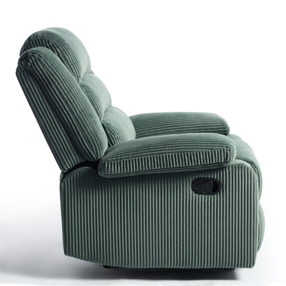 Fauteuil inclinable manuel rembourré en velours côtelé de coton avec accoudoirs larges