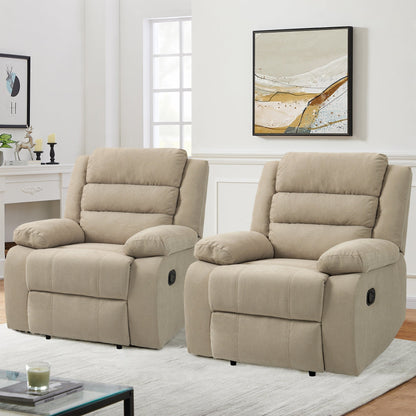 Fauteuil inclinable manuel rembourré en velours côtelé de coton avec accoudoirs larges