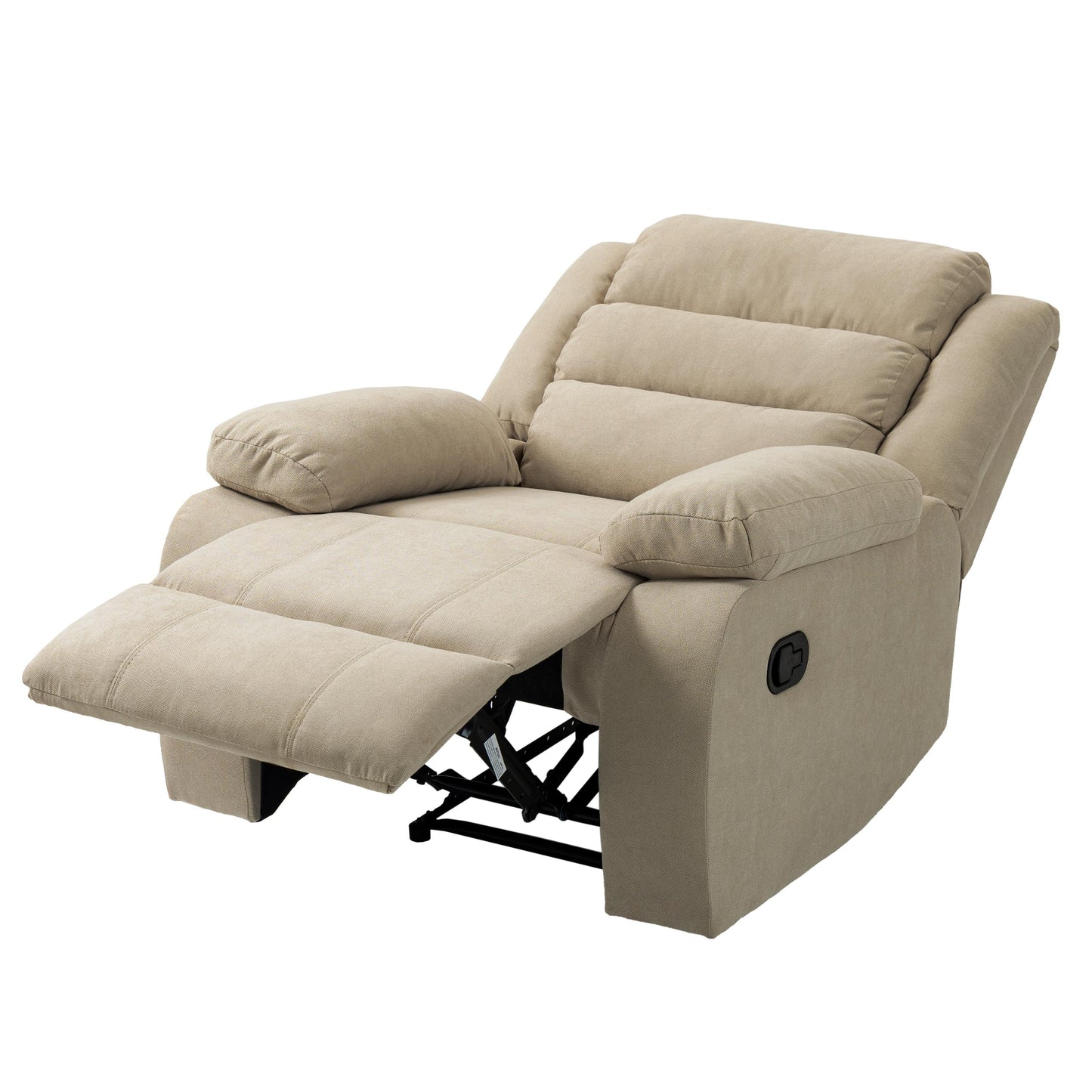 Fauteuil inclinable manuel rembourré en velours côtelé de coton avec accoudoirs larges