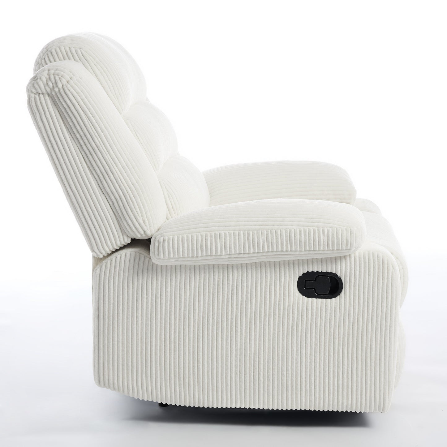Fauteuil inclinable manuel rembourré en velours côtelé de coton avec accoudoirs larges
