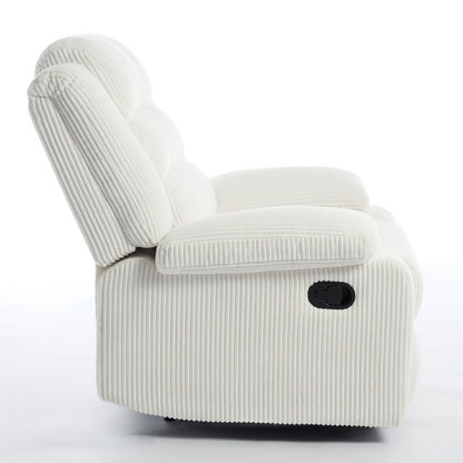 Fauteuil inclinable manuel rembourré en velours côtelé de coton avec accoudoirs larges