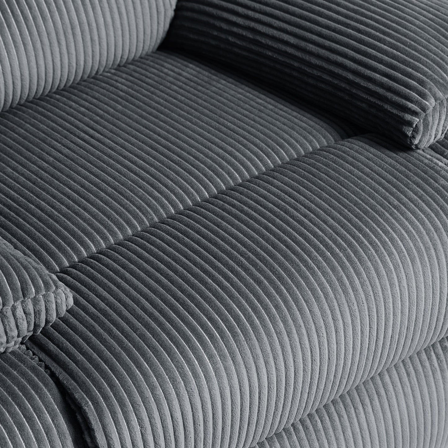 Fauteuil inclinable manuel rembourré en velours côtelé de coton avec accoudoirs larges