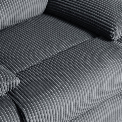 Fauteuil inclinable manuel rembourré en velours côtelé de coton avec accoudoirs larges