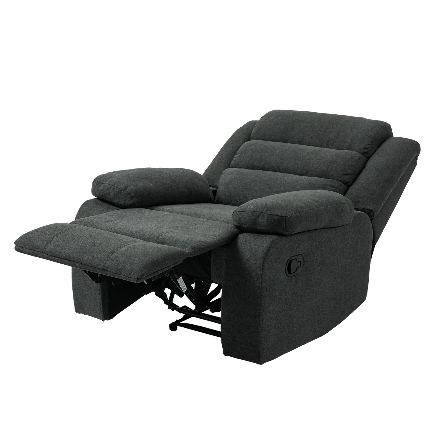 Fauteuil inclinable manuel rembourré en velours côtelé de coton avec accoudoirs larges