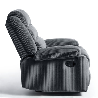 Fauteuil inclinable manuel rembourré en velours côtelé de coton avec accoudoirs larges