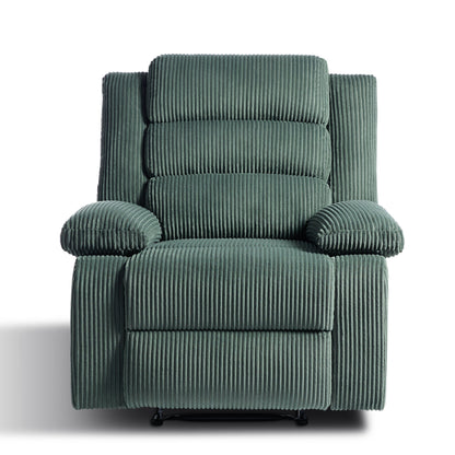 Fauteuil inclinable manuel rembourré en velours côtelé de coton avec accoudoirs larges