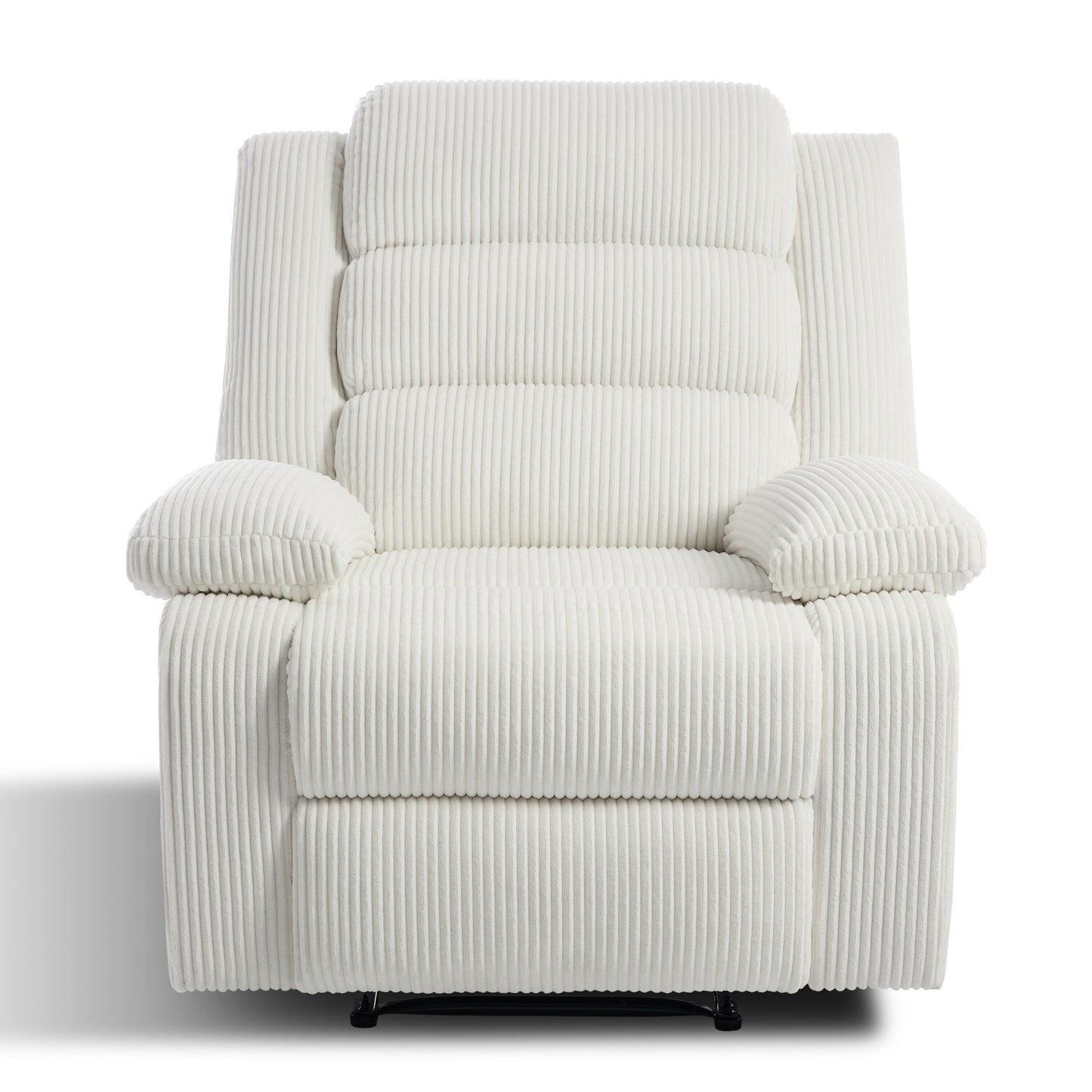 Fauteuil inclinable manuel rembourré en velours côtelé de coton avec accoudoirs larges