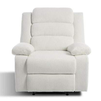 Fauteuil inclinable manuel rembourré en velours côtelé de coton avec accoudoirs larges