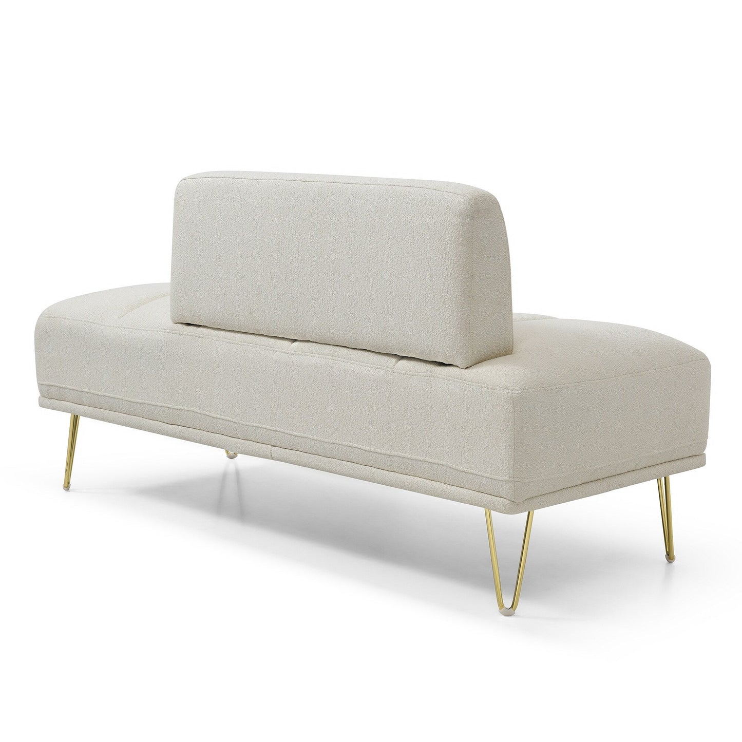 Banc causeuse rembourré avec pieds dorés