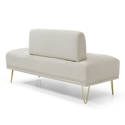 Banc causeuse rembourré avec pieds dorés