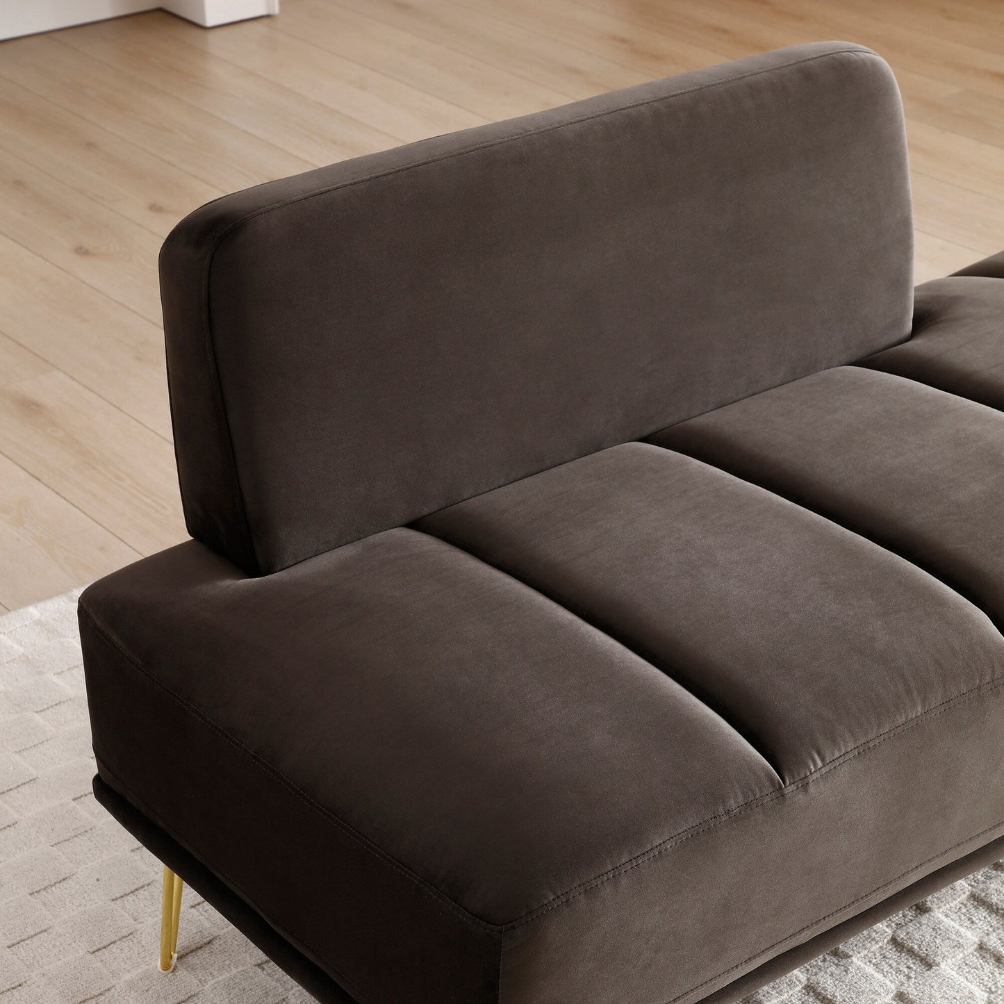 Banc causeuse rembourré avec pieds dorés