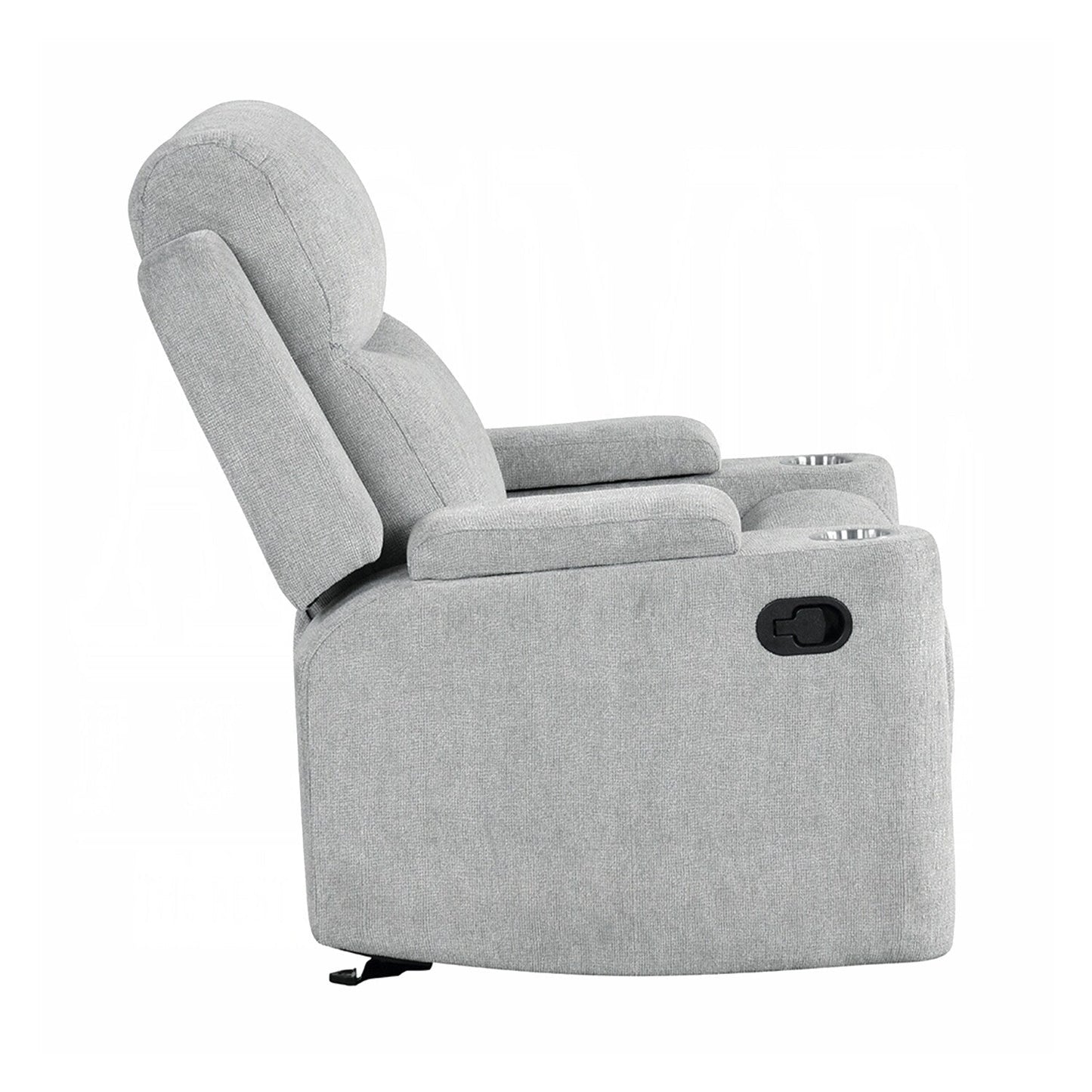 Fauteuil inclinable manuel rembourré avec 2 porte-gobelets, gris clair